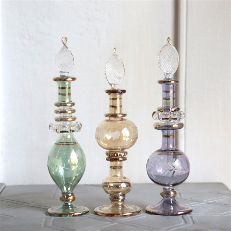 エジプト ガラス香水瓶　3本セット　クレオパトラ Egyptian Glass Bottle
