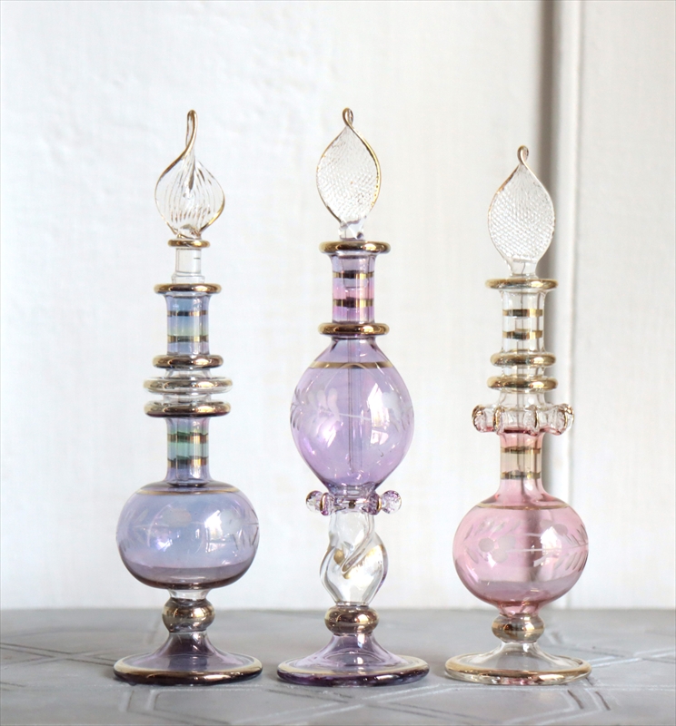 エジプト ガラス香水瓶　3本セット　クレオパトラ Egyptian Glass Bottle