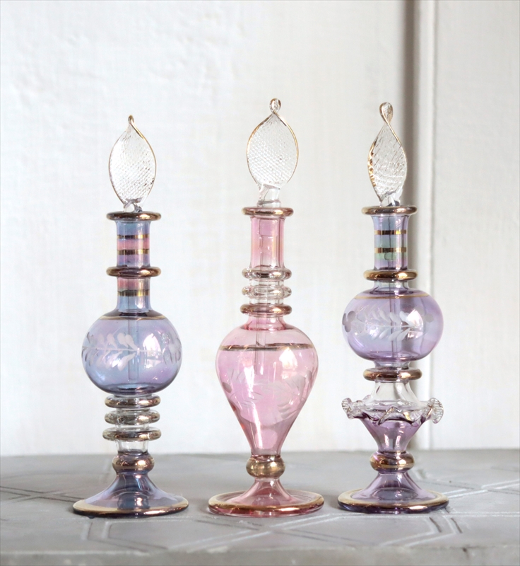 エジプト ガラス香水瓶　3本セット　クレオパトラ Egyptian Glass Bottle