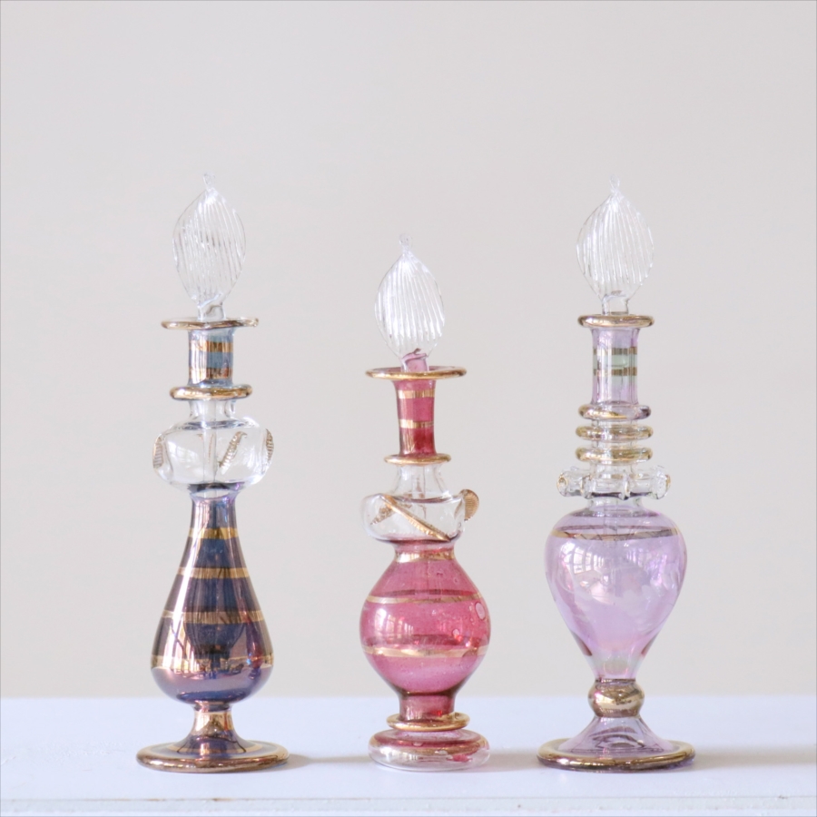 エジプト ガラス香水瓶　3本セット　クレオパトラ Egyptian Glass Bottle