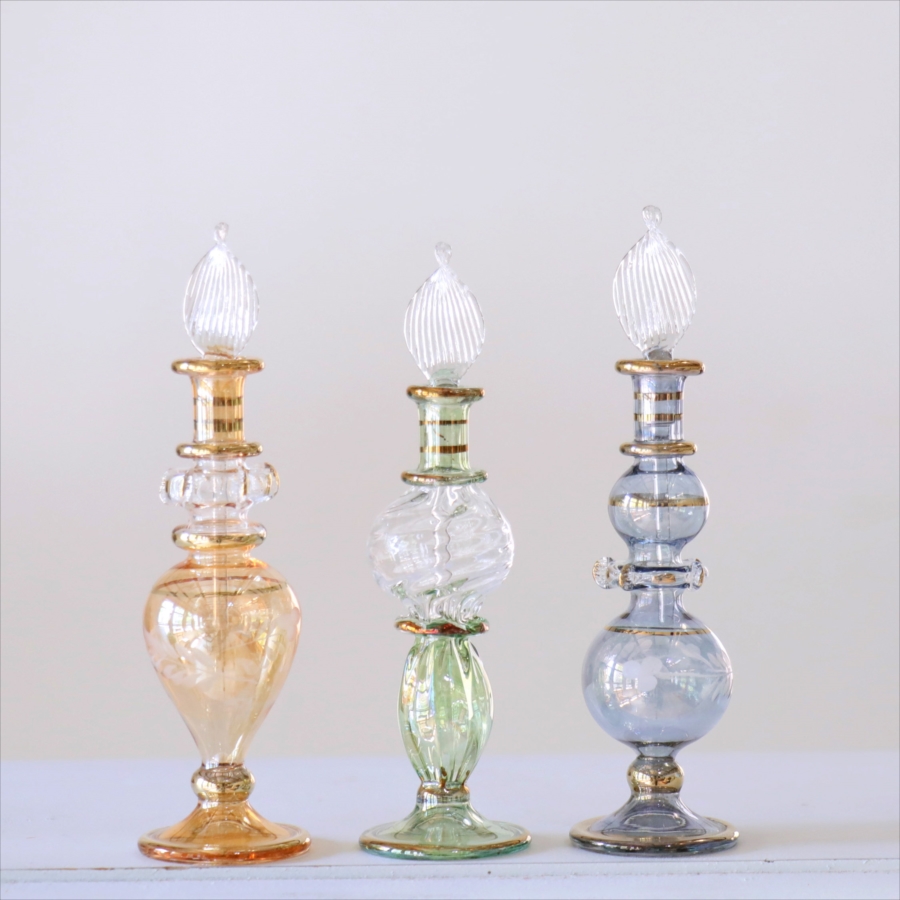 エジプト ガラス香水瓶　3本セット　クレオパトラ Egyptian Glass Bottle