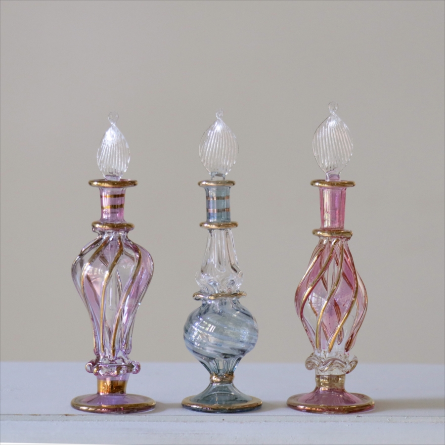 エジプト ガラス香水瓶　3本セット　ファラオ Egyptian Glass Bottle