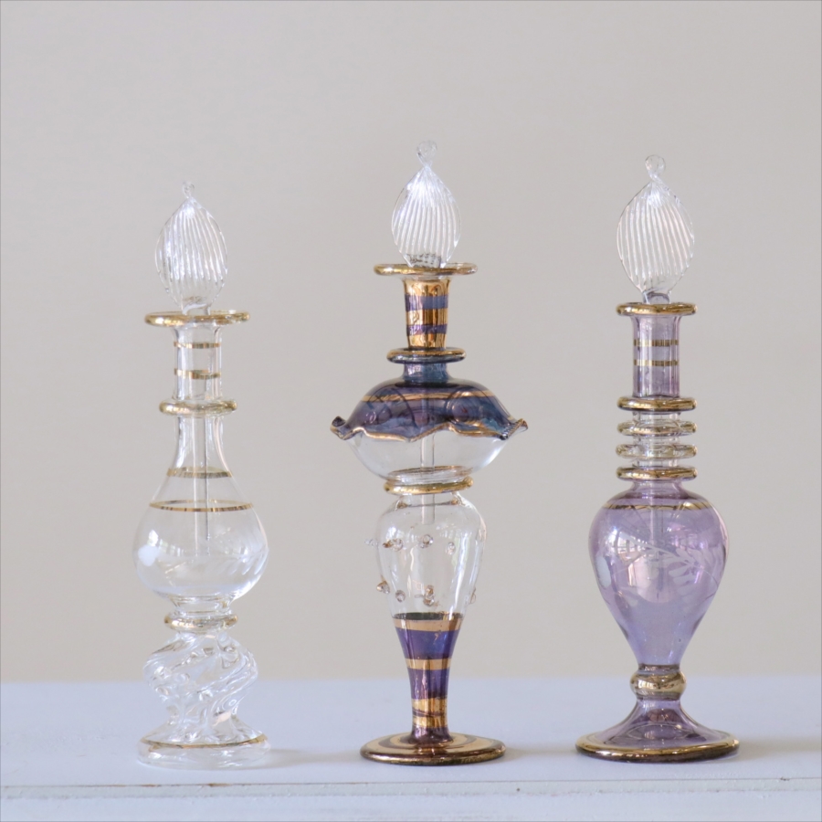 エジプト ガラス香水瓶　3本セット　クレオパトラ Egyptian Glass Bottle