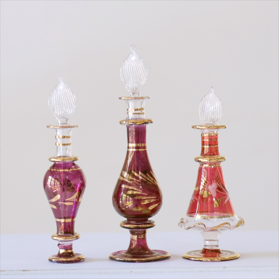 エジプト ガラス香水瓶　3本セット　クレオパトラ Egyptian Glass Bottle