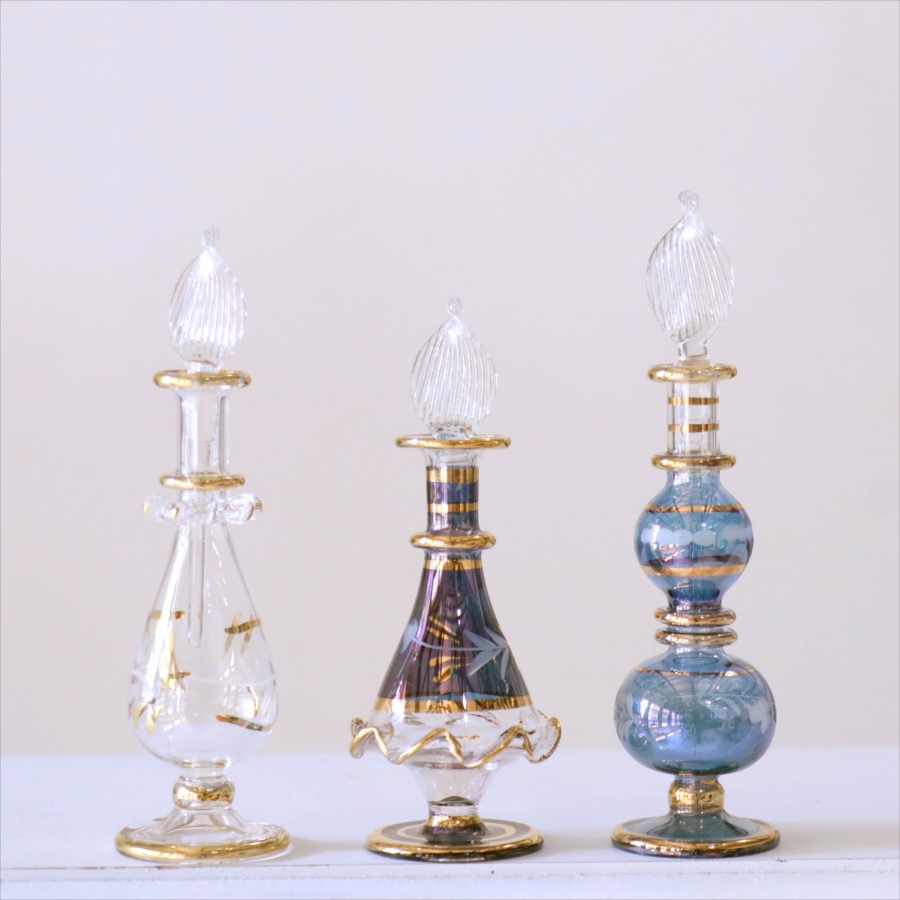 エジプト ガラス香水瓶　3本セット　クレオパトラ Egyptian Glass Bottle
