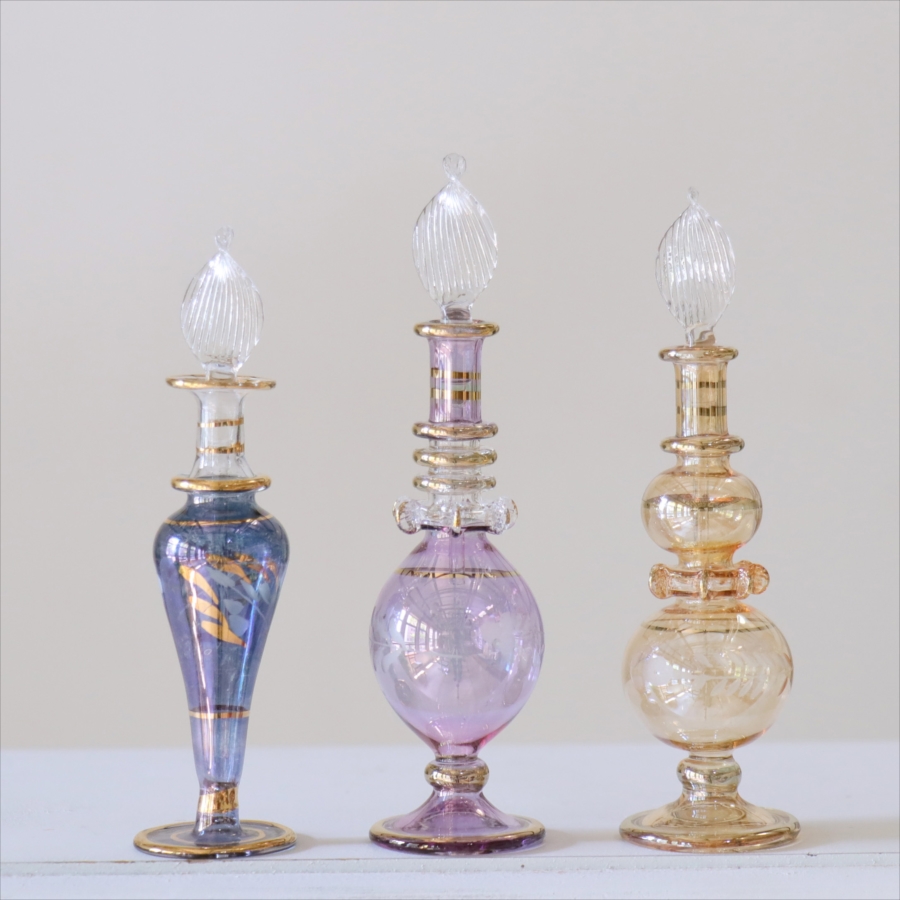 エジプト ガラス香水瓶　3本セット　クレオパトラ Egyptian Glass Bottle