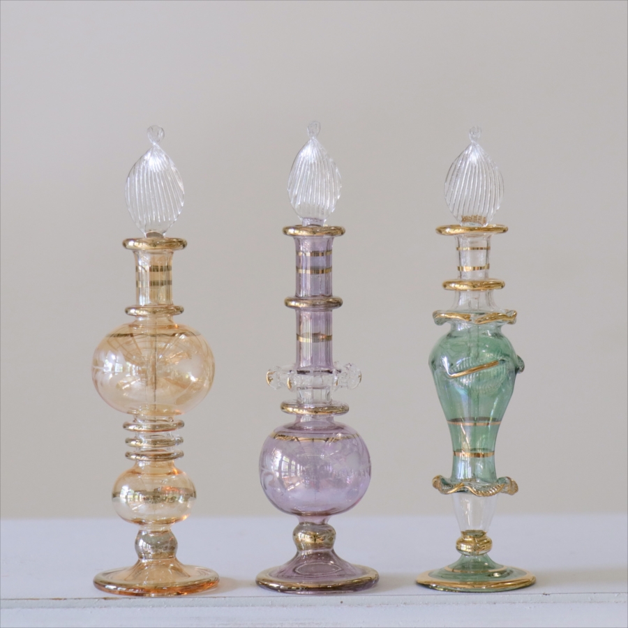 エジプト ガラス香水瓶　3本セット　クレオパトラ Egyptian Glass Bottle