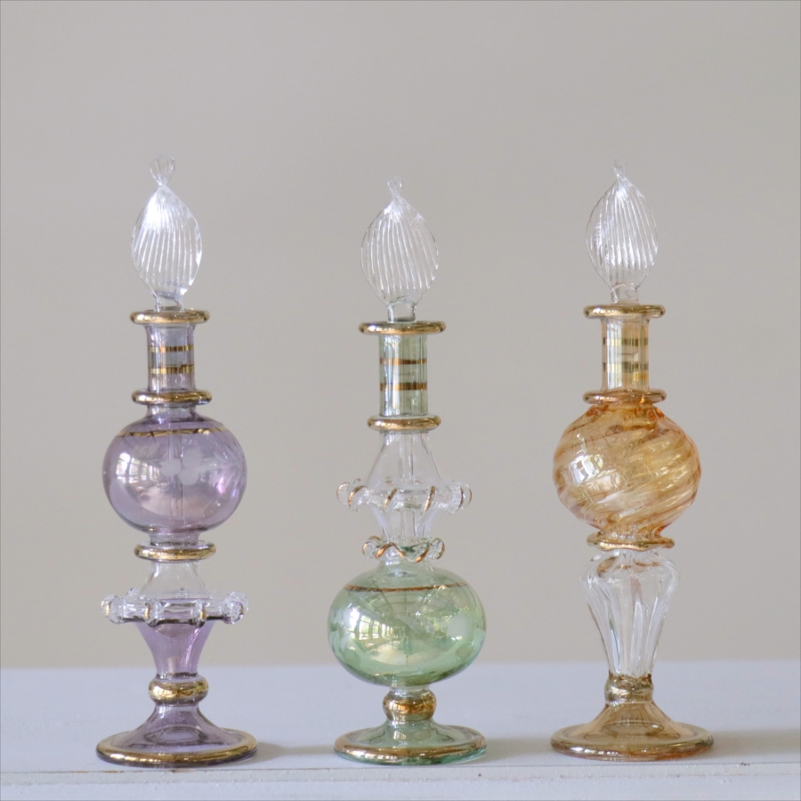エジプト ガラス香水瓶　3本セット　クレオパトラ Egyptian Glass Bottle