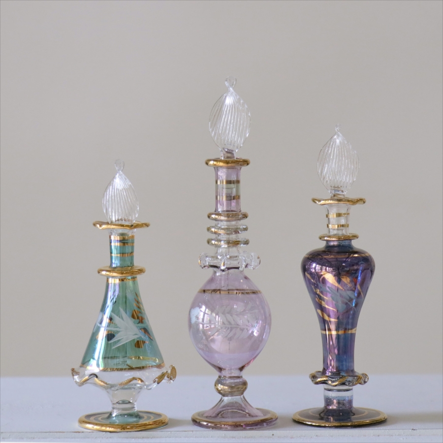 エジプト ガラス香水瓶　3本セット　クレオパトラ Egyptian Glass Bottle