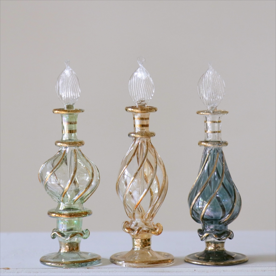 エジプト ガラス香水瓶　3本セット　ファラオ Egyptian Glass Bottle