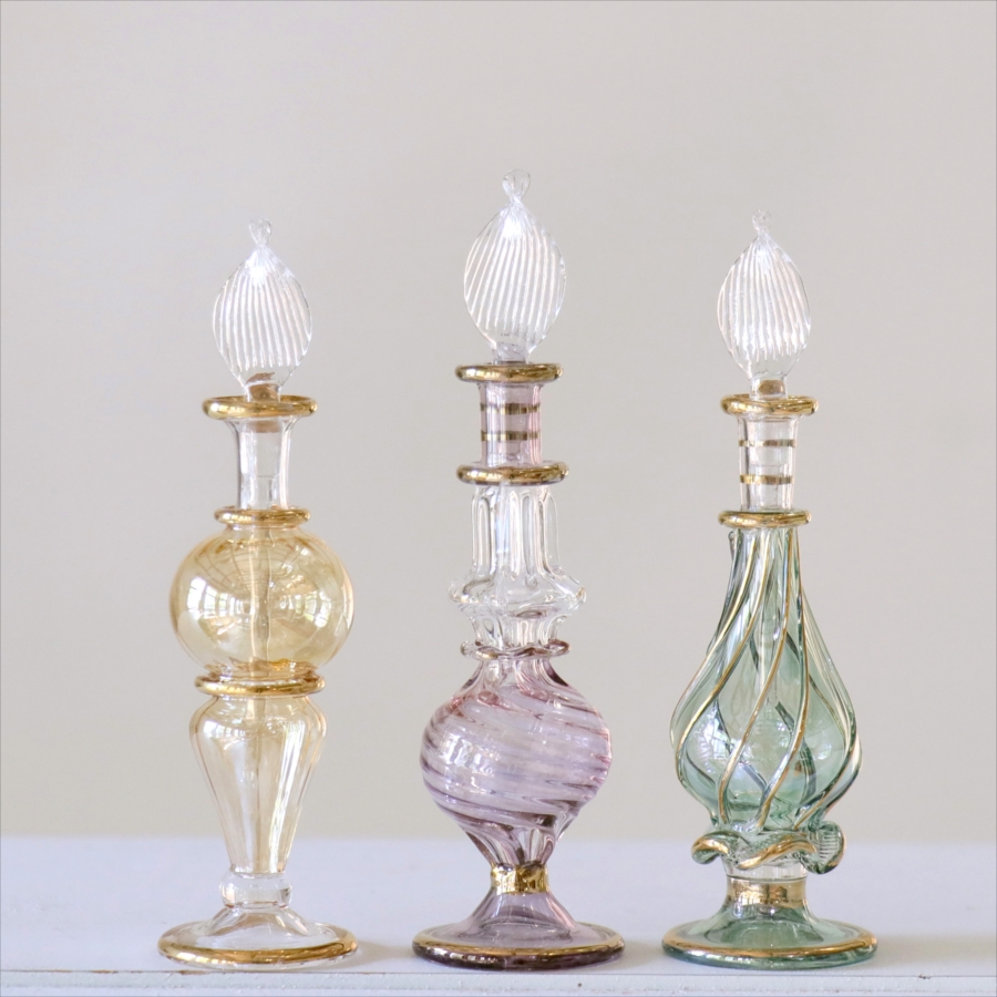 エジプト ガラス香水瓶　3本セット　ファラオクレオパトラ Egyptian Glass Bottle