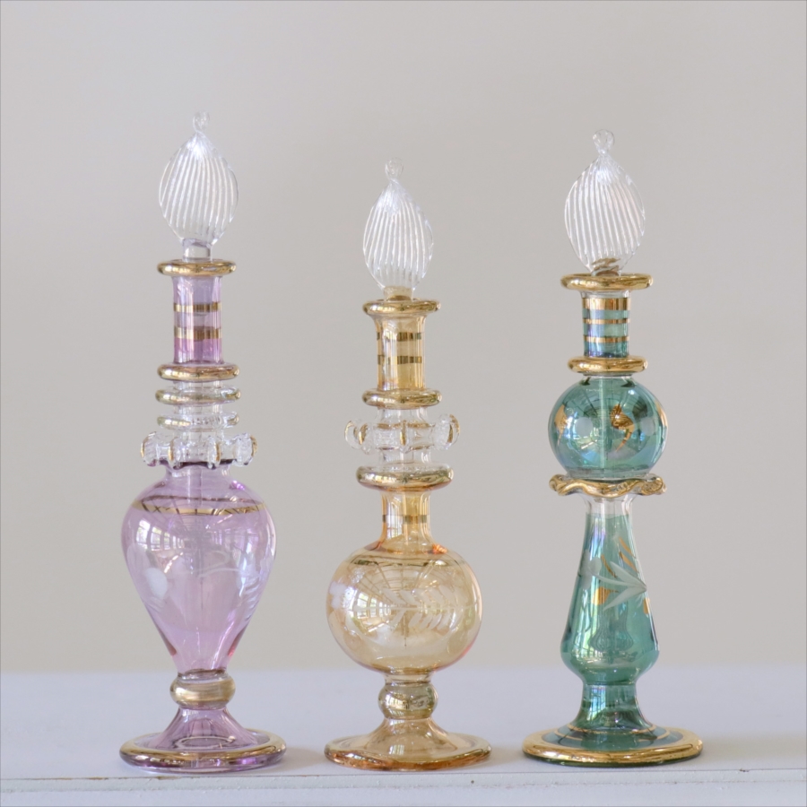 エジプト ガラス香水瓶　3本セット　クレオパトラ Egyptian Glass Bottle