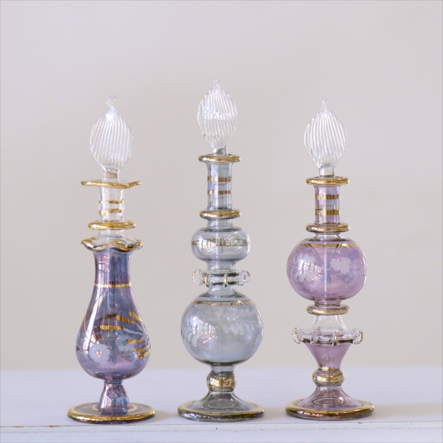 エジプト ガラス香水瓶　3本セット　クレオパトラ Egyptian Glass Bottle