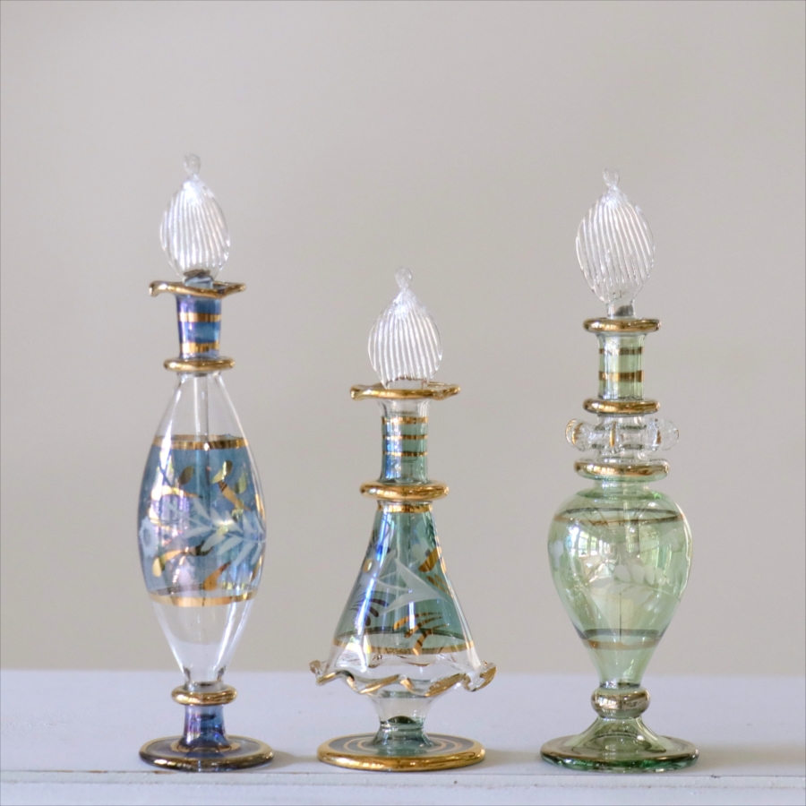 エジプト ガラス香水瓶　3本セット　クレオパトラ Egyptian Glass Bottle