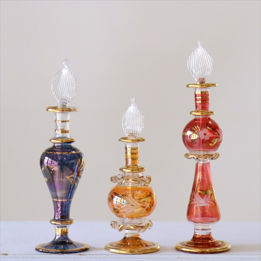 エジプト ガラス香水瓶　3本セット　クレオパトラ Egyptian Glass Bottle