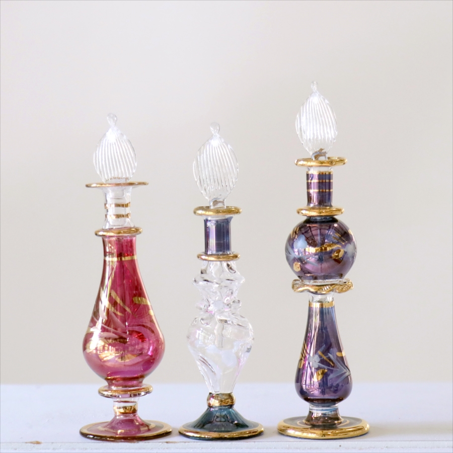 エジプト ガラス香水瓶　3本セット　クレオパトラ Egyptian Glass Bottle