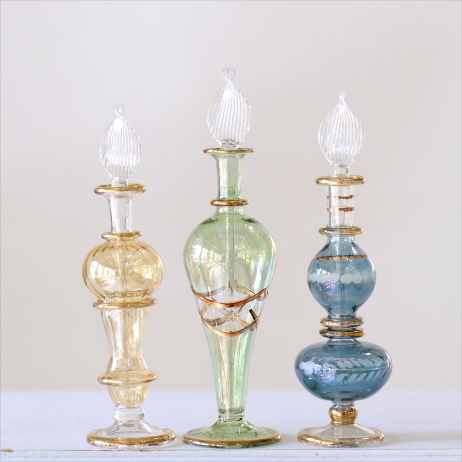 エジプト ガラス香水瓶　3本セット　クレオパトラ Egyptian Glass Bottle