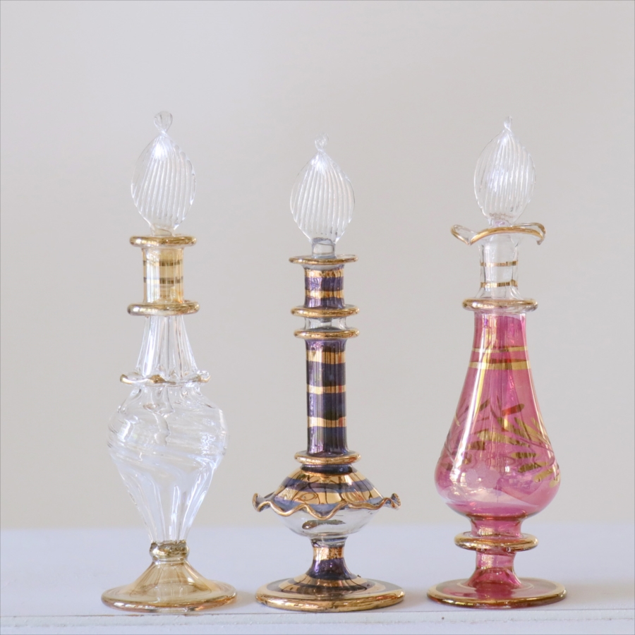 エジプト ガラス香水瓶　3本セット　クレオパトラ Egyptian Glass Bottle
