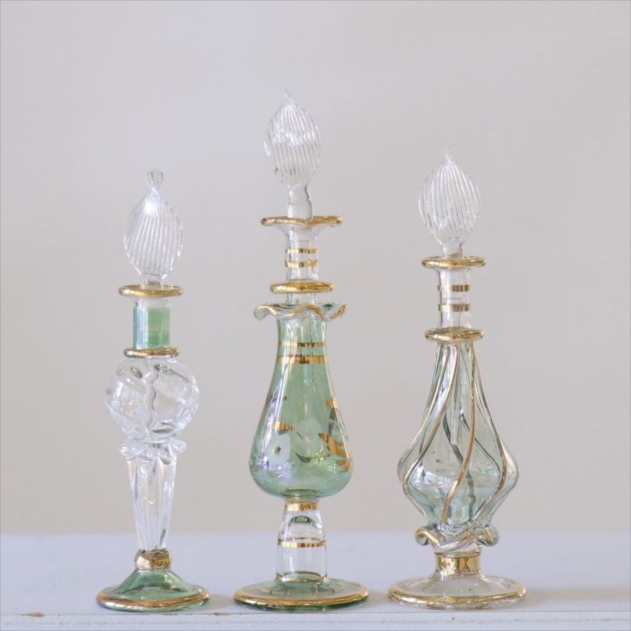 エジプト ガラス香水瓶　3本セット　クレオパトラ Egyptian Glass Bottle