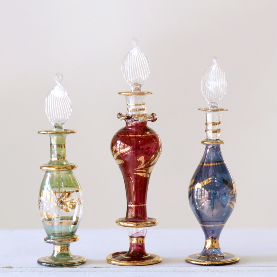エジプト ガラス香水瓶　3本セット　クレオパトラ Egyptian Glass Bottle