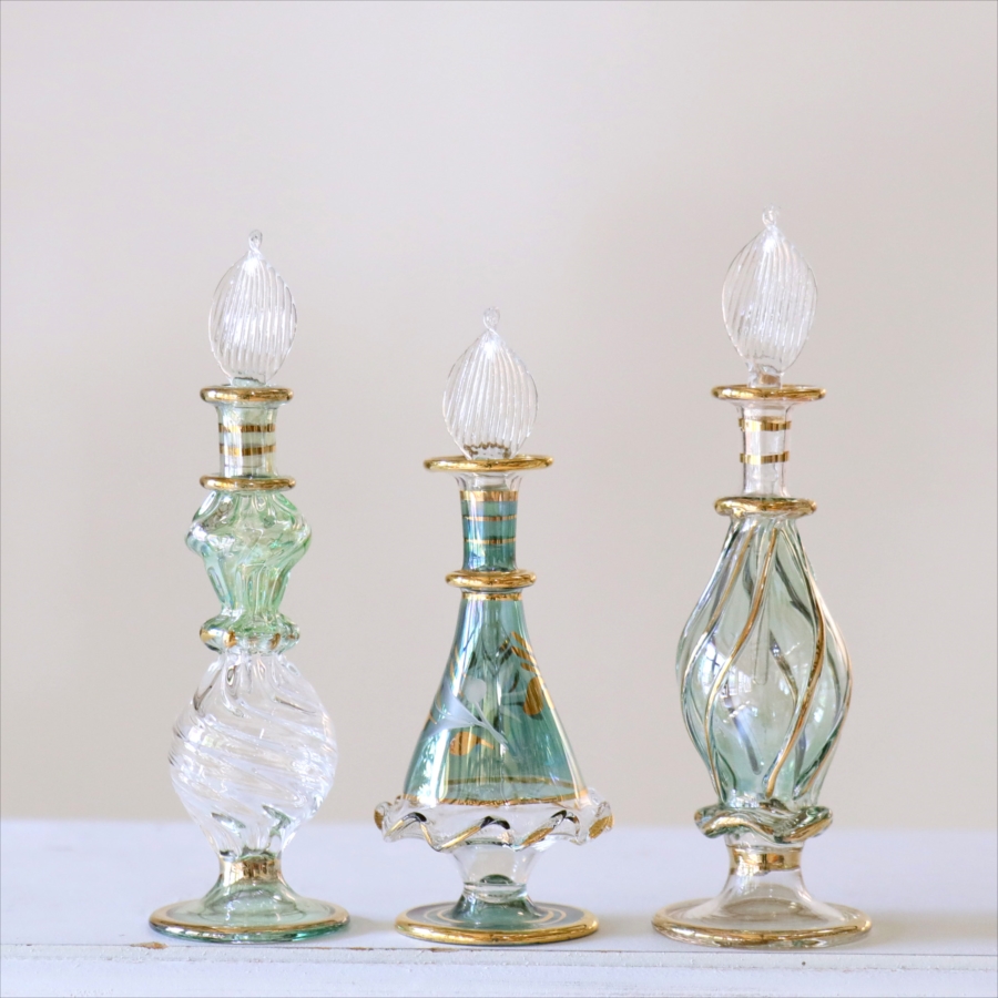 エジプト ガラス香水瓶　3本セット　クレオパトラ Egyptian Glass Bottle