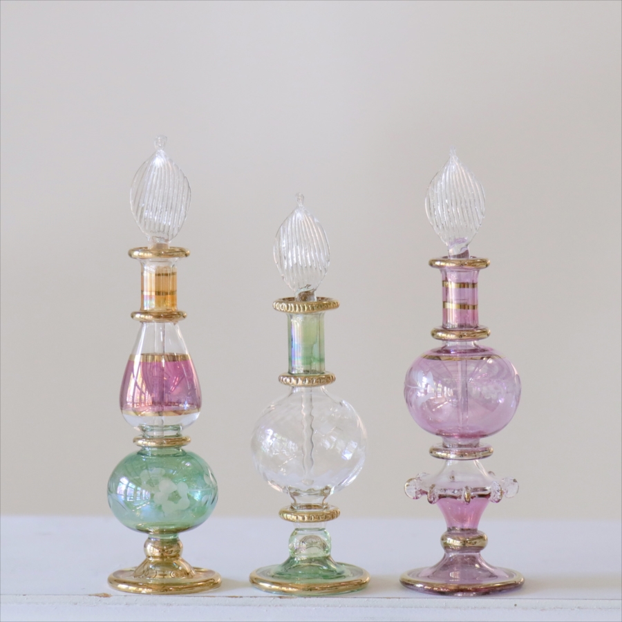 エジプト ガラス香水瓶　3本セット　クレオパトラ Egyptian Glass Bottle