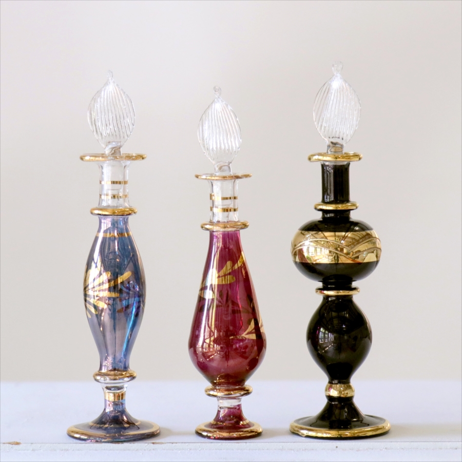 エジプト ガラス香水瓶　3本セット　クレオパトラ Egyptian Glass Bottle