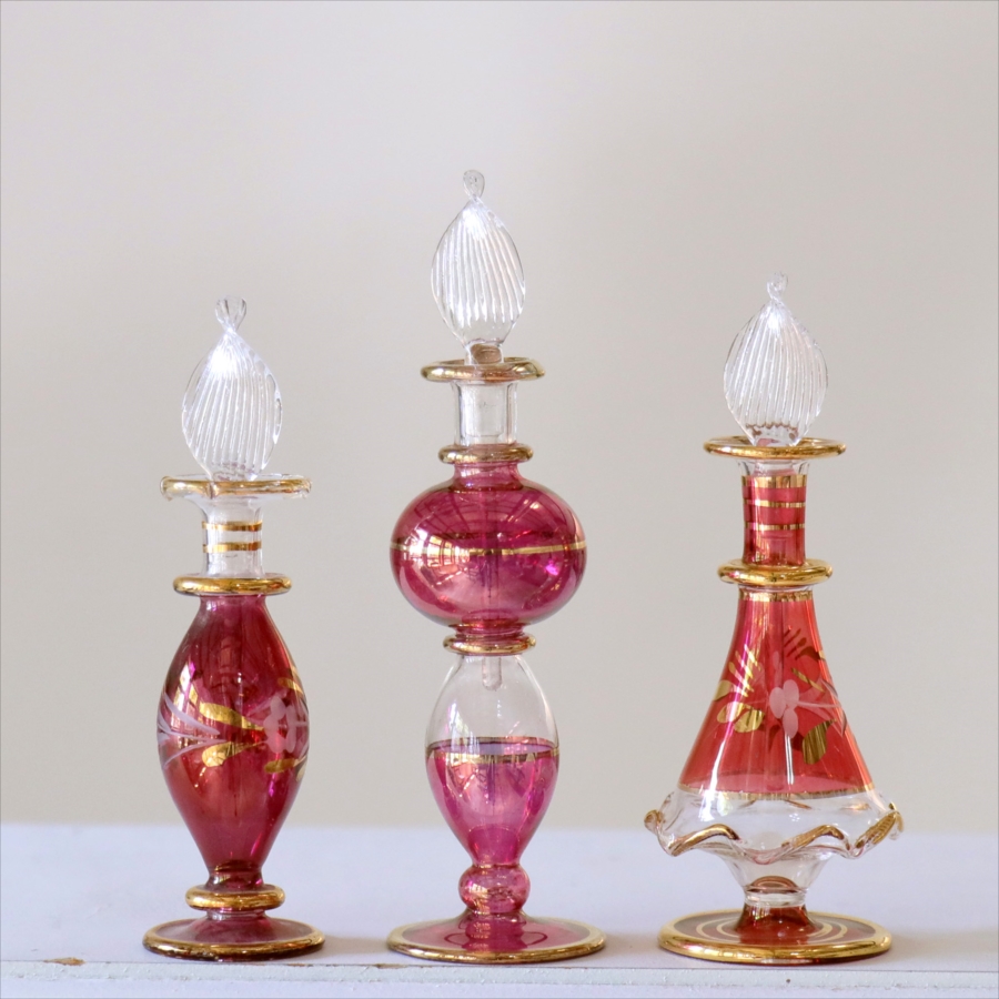 エジプト ガラス香水瓶　3本セット　クレオパトラ Egyptian Glass Bottle