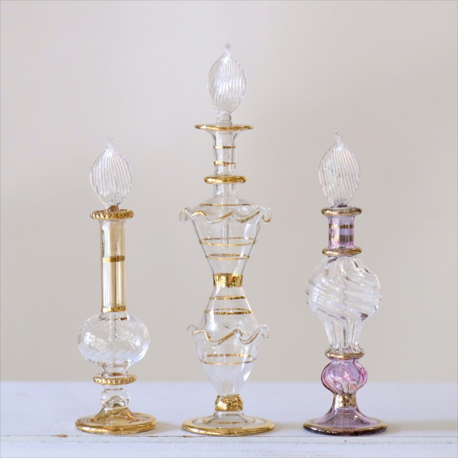 エジプト ガラス香水瓶　3本セット　クレオパトラ Egyptian Glass Bottle