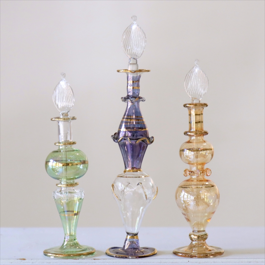 エジプト ガラス香水瓶　3本セット　クレオパトラ Egyptian Glass Bottle