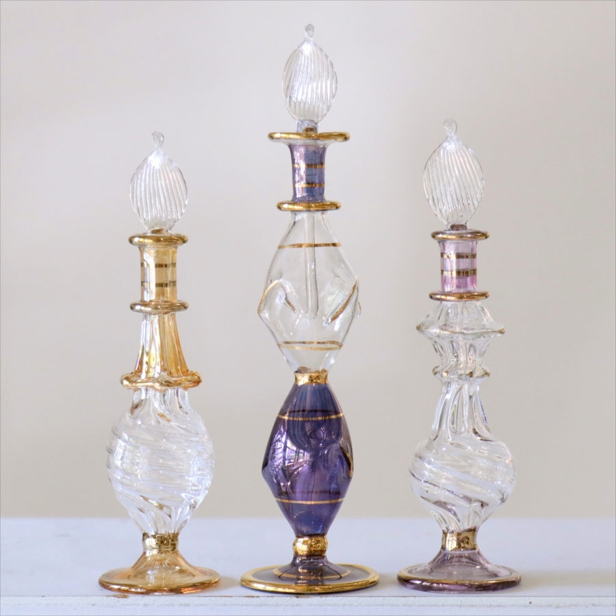 エジプト ガラス香水瓶　3本セット　クレオパトラ Egyptian Glass Bottle