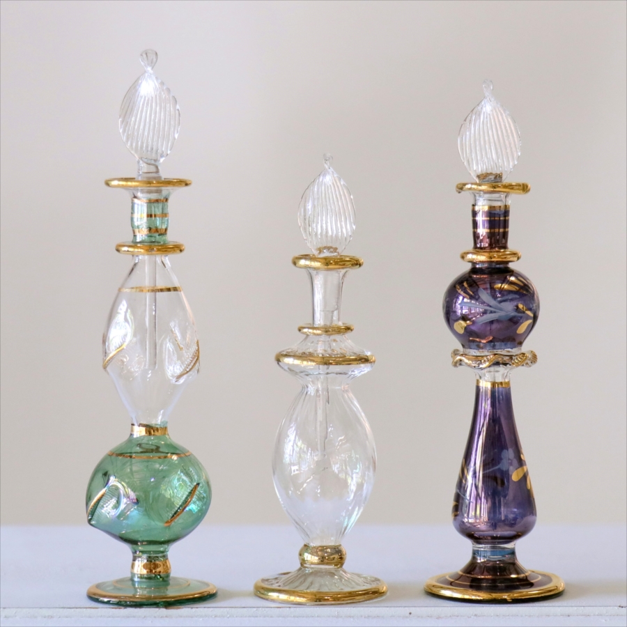 エジプト ガラス香水瓶　3本セット　クレオパトラ Egyptian Glass Bottle