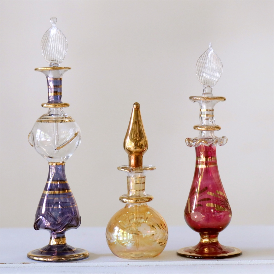 エジプト ガラス香水瓶　3本セット　クレオパトラ Egyptian Glass Bottle