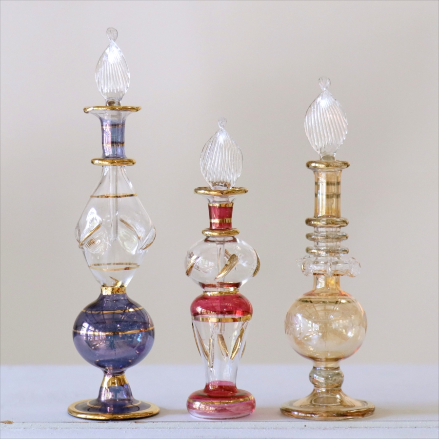 エジプト ガラス香水瓶　3本セット　クレオパトラ Egyptian Glass Bottle