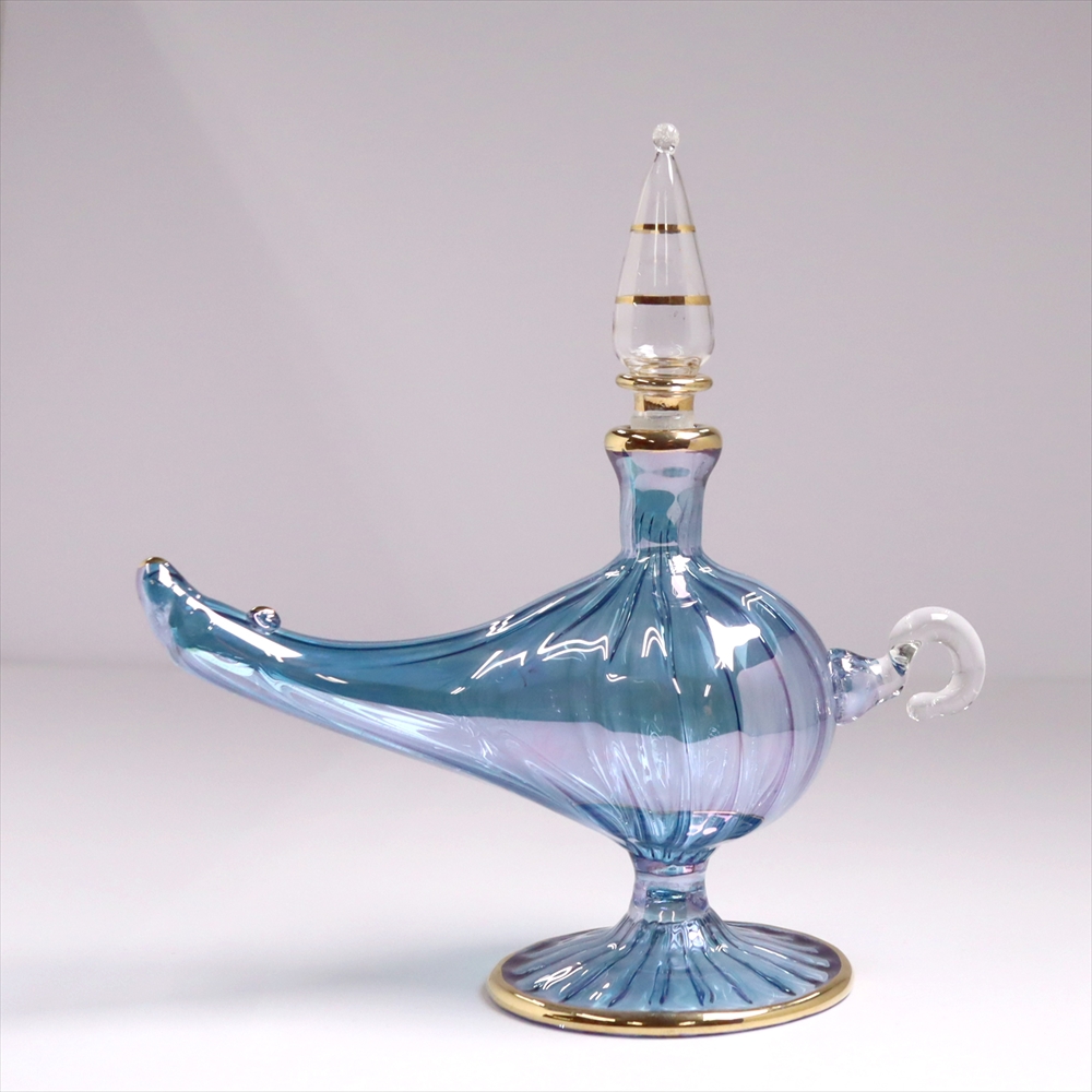 エジプトガラス香水瓶　アラジンランプ　Egyptian Perfume Bottle Aladdin Lamp　ラスティックブルー