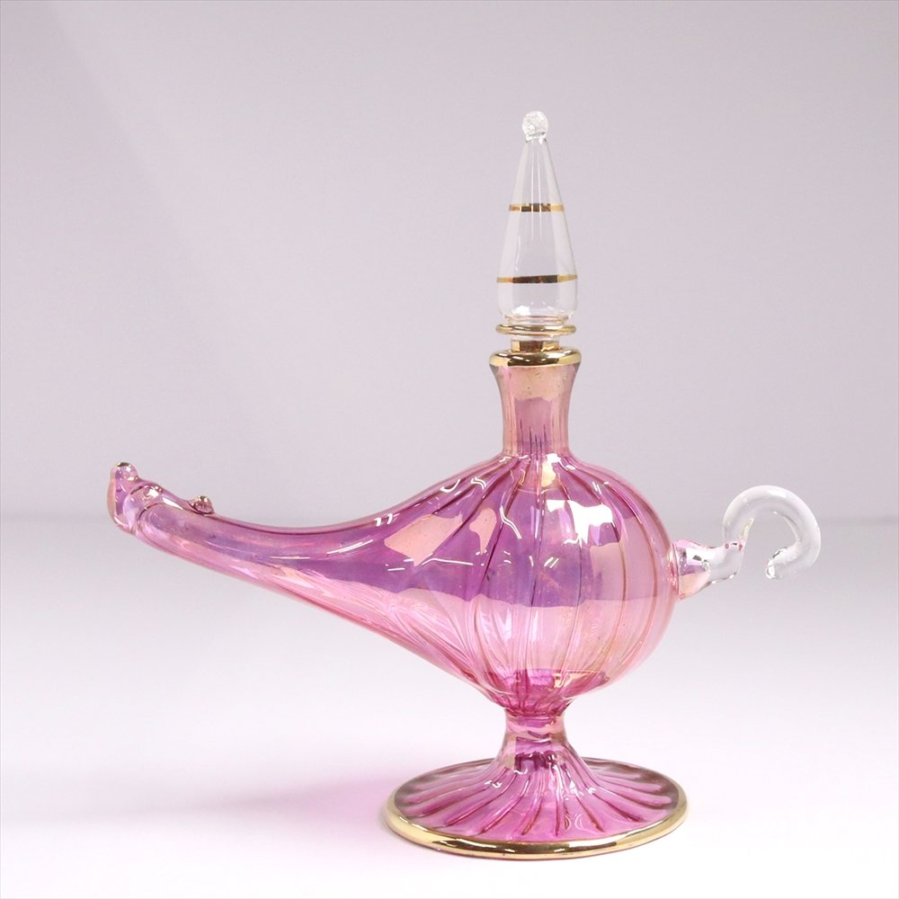 エジプトガラス香水瓶　アラジンランプ　Egyptian Perfume Bottle Aladdin Lamp　ラスティックパープル