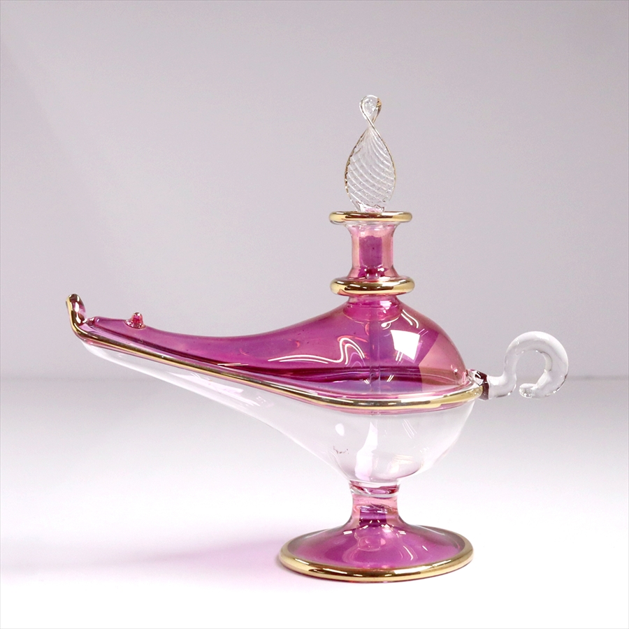 エジプトガラス香水瓶　アラジンランプ　Egyptian Perfume Bottle Aladdin Lamp　パープル　ツートーン