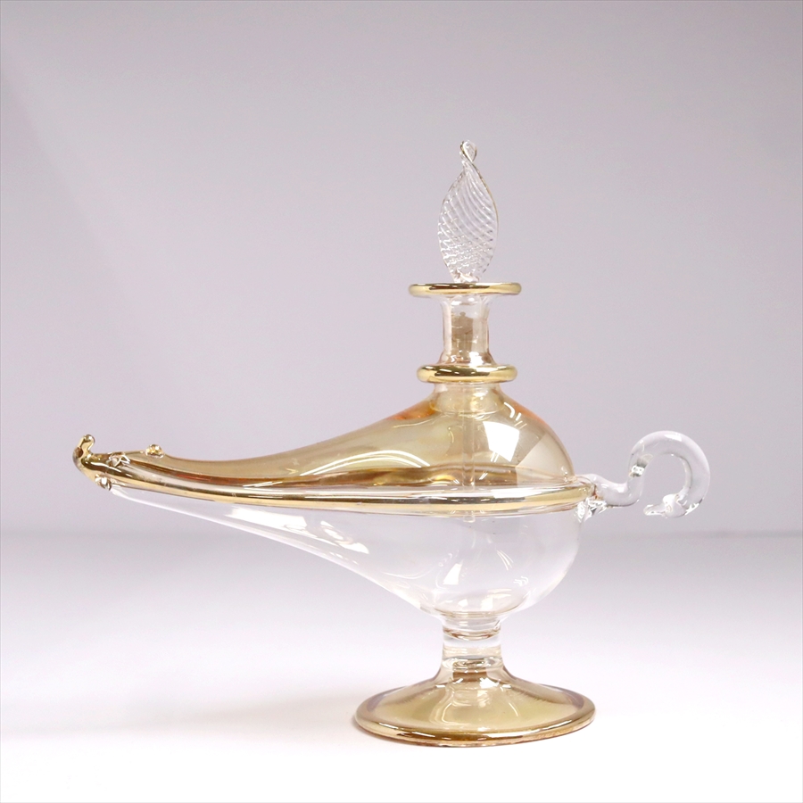 エジプトガラス香水瓶　アラジンランプ　Egyptian Perfume Bottle Aladdin Lamp　イエロー　ツートーン