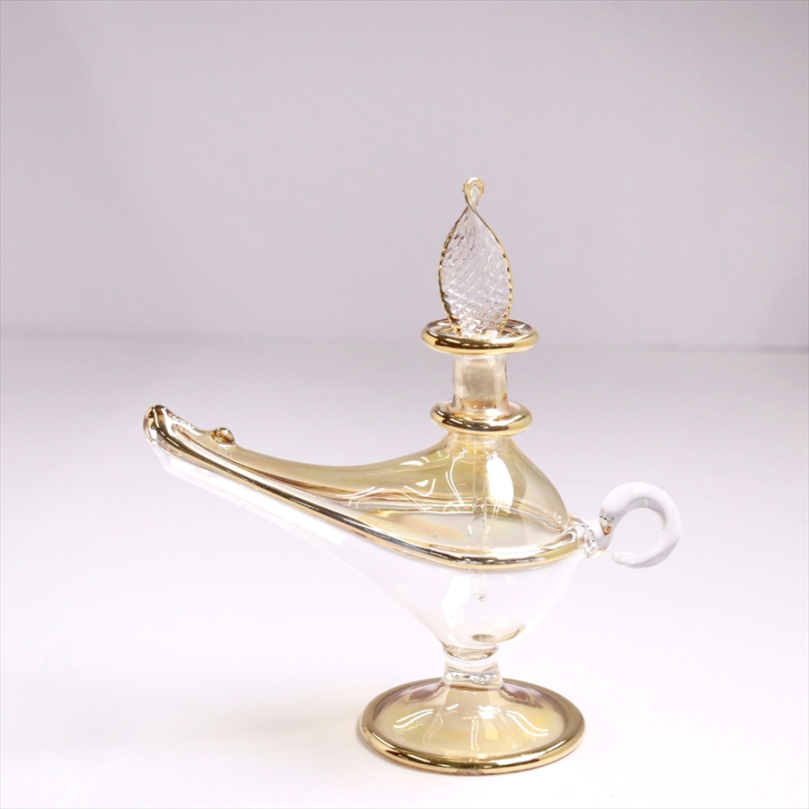 エジプトガラス香水瓶　アラジンランプ　Egyptian Perfume Bottle Aladdin Lamp　イエロー　ツートーン