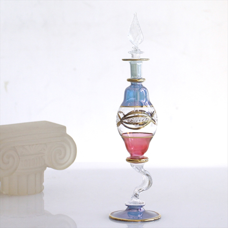 エジプト・手吹きガラス香水瓶・アラビアン  Egyptian Purfume Bottle 22cmブルー/ピンク