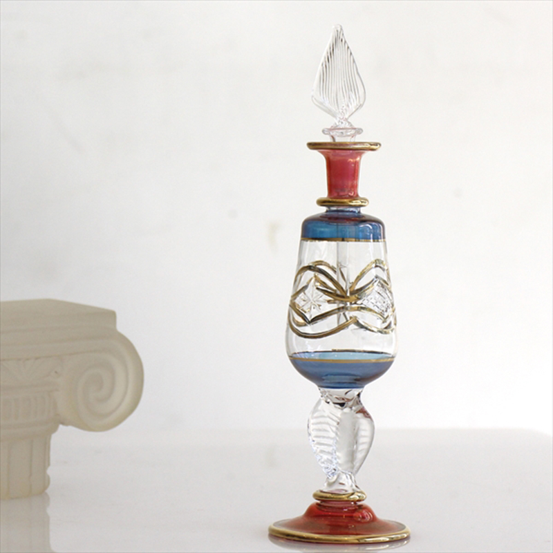 エジプト・ガラス香水瓶  Egyptian Purfume Bottle 21cmレッド/ブルー