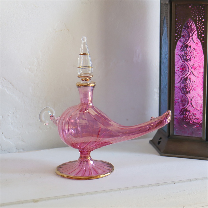 【15%OFF】エジプトガラス香水瓶　アラジンランプ　Egyptian Perfume Bottle Aladdin Lamp　ラスティックパープル