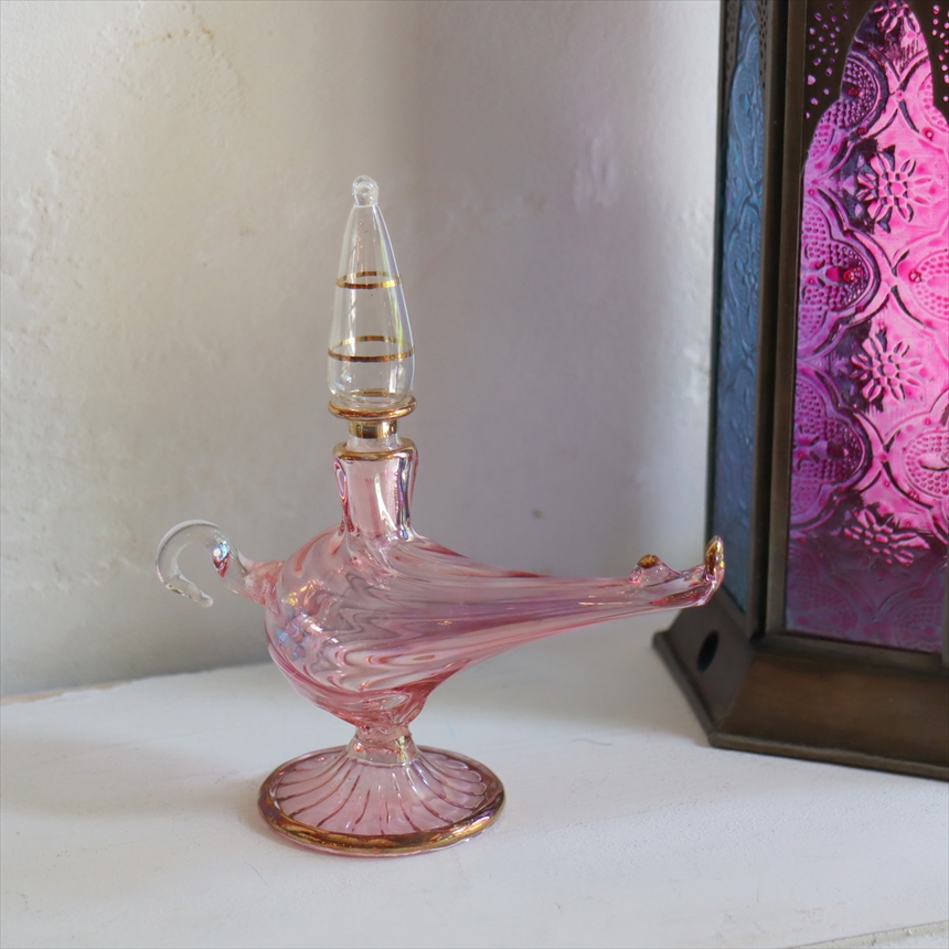【15%OFF】エジプトガラス香水瓶　アラジンランプ　Egyptian Perfume Bottle Aladdin Lamp　ラスティックパープル