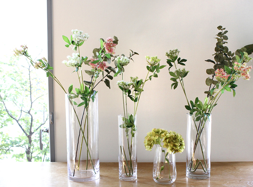 ガラタバザール 花瓶 一輪挿し フラワーベース ガラス シンプル クリア 直径9 高さ30cm Flower Vase Galass