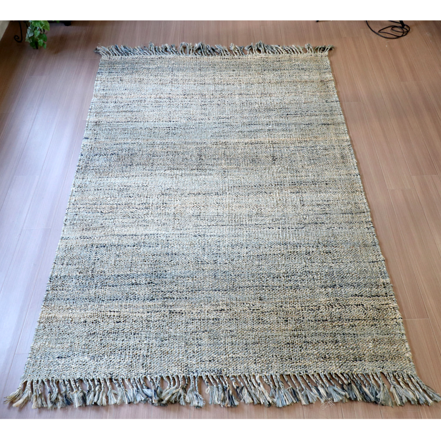 ジュートラグ 手織り　天然繊維　麻　240×160cm 　グレー
