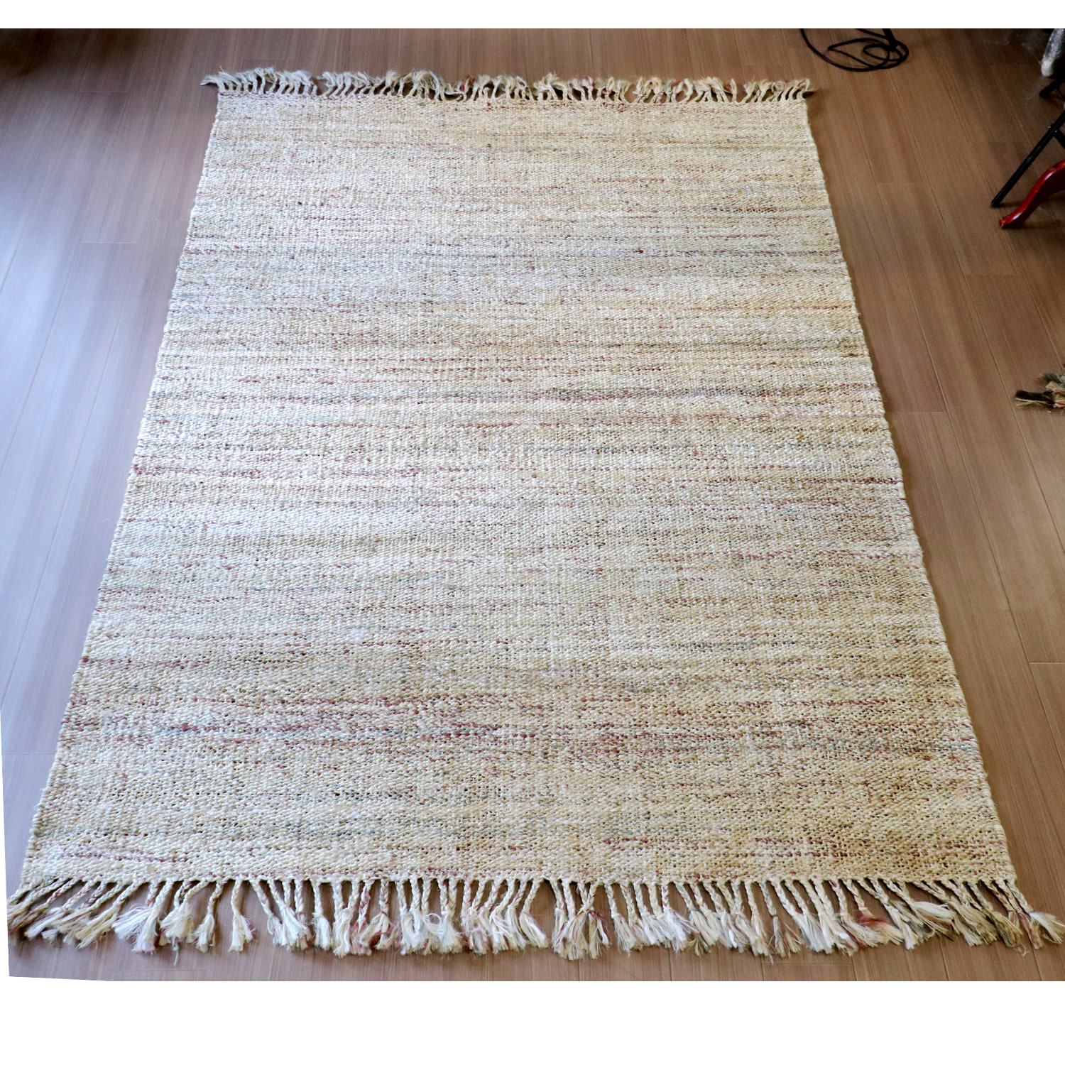 ジュートラグ 手織り　天然繊維　麻　240×160cm 　ナチュラルベージュ