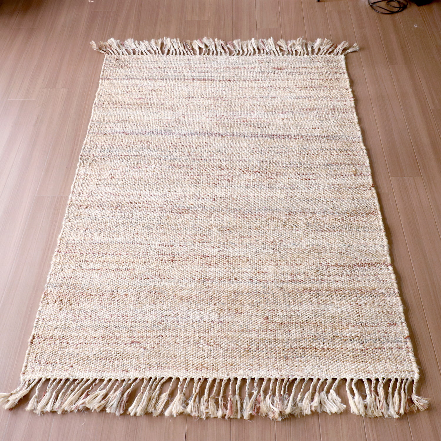 ジュートラグ 手織り　天然繊維　麻　200×140cm 　ナチュラルベージュ