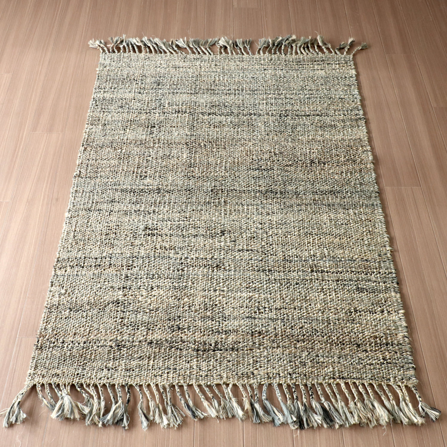 ジュートラグ 手織り　天然繊維　麻　170×120cm 　グレー