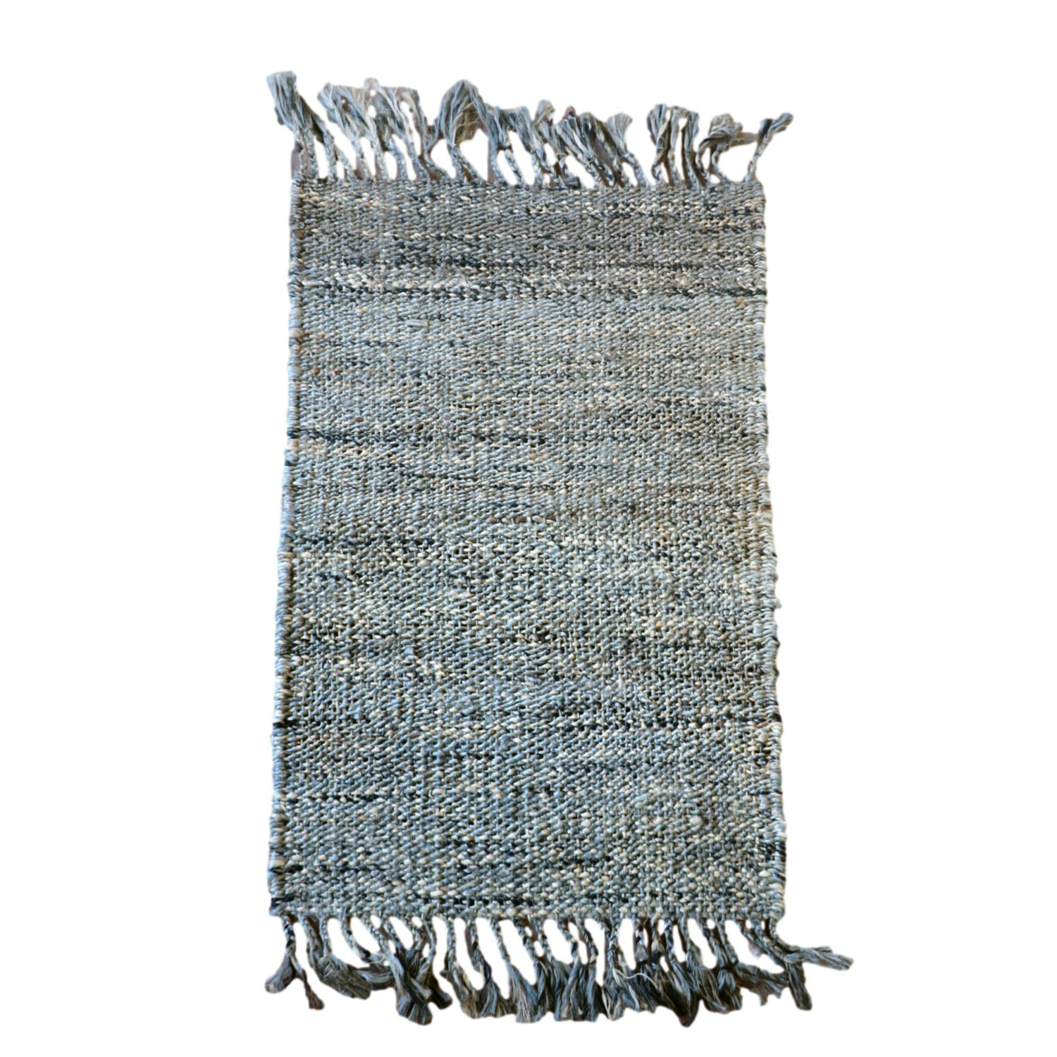 ジュートラグ 手織り　天然繊維　麻　90×60cm 　グレー