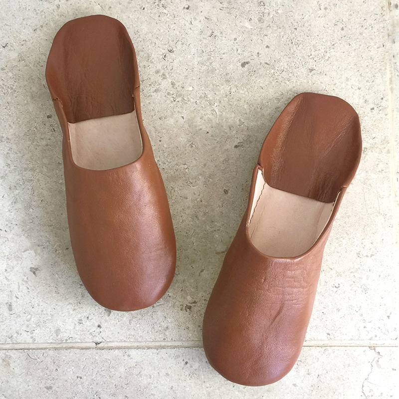 Morocco Babouche シンプル バブーシュ・アーモンド/27cm Moroccan Slippers/バブーシュ・レザー・スリッパ/革のスリッパ/羊革/モロッコ製